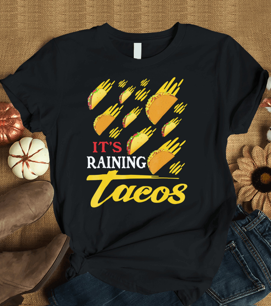 It's Raining Tacos Funny Cartoon Food Meme T-Shirt
