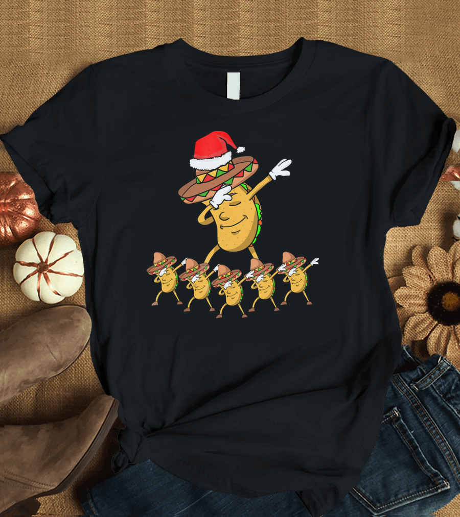 Dabbing Taco Santa Christmas Dance Party Fun T-Shirt