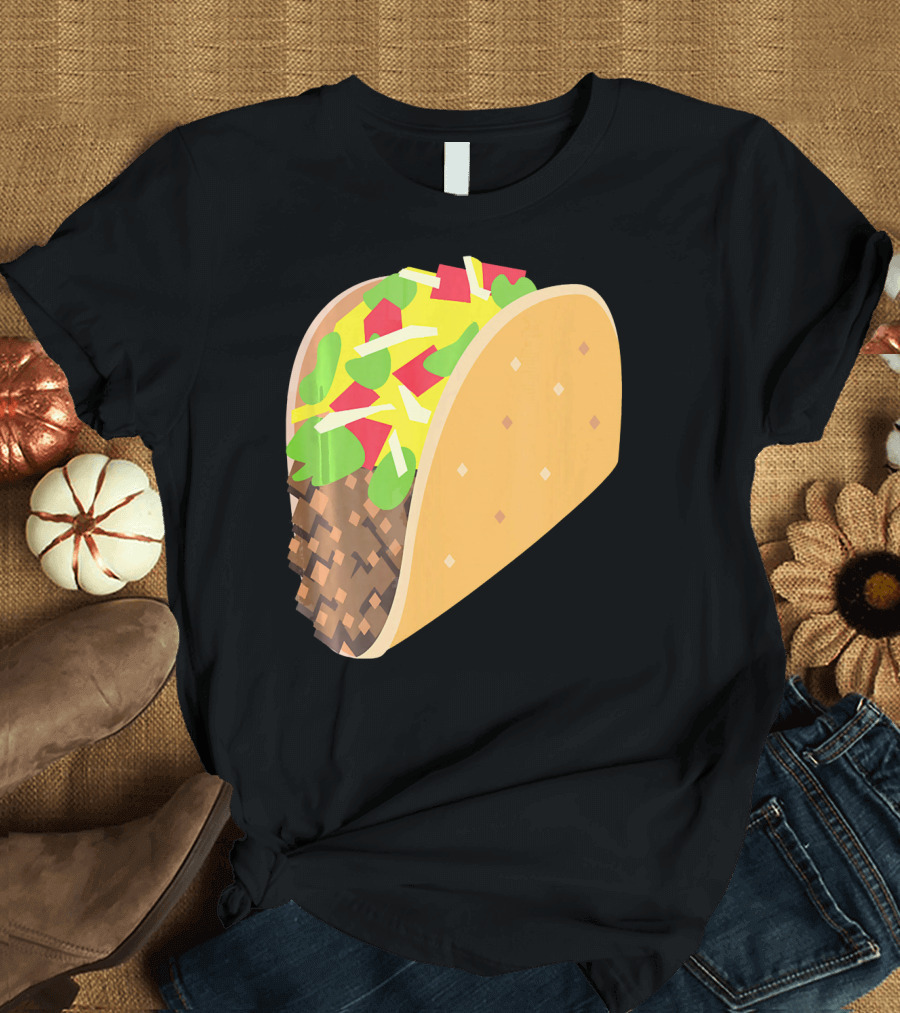 Emoji Taco Tuesday Mexican Tex Mex Torti Pixelated T-Shirt
