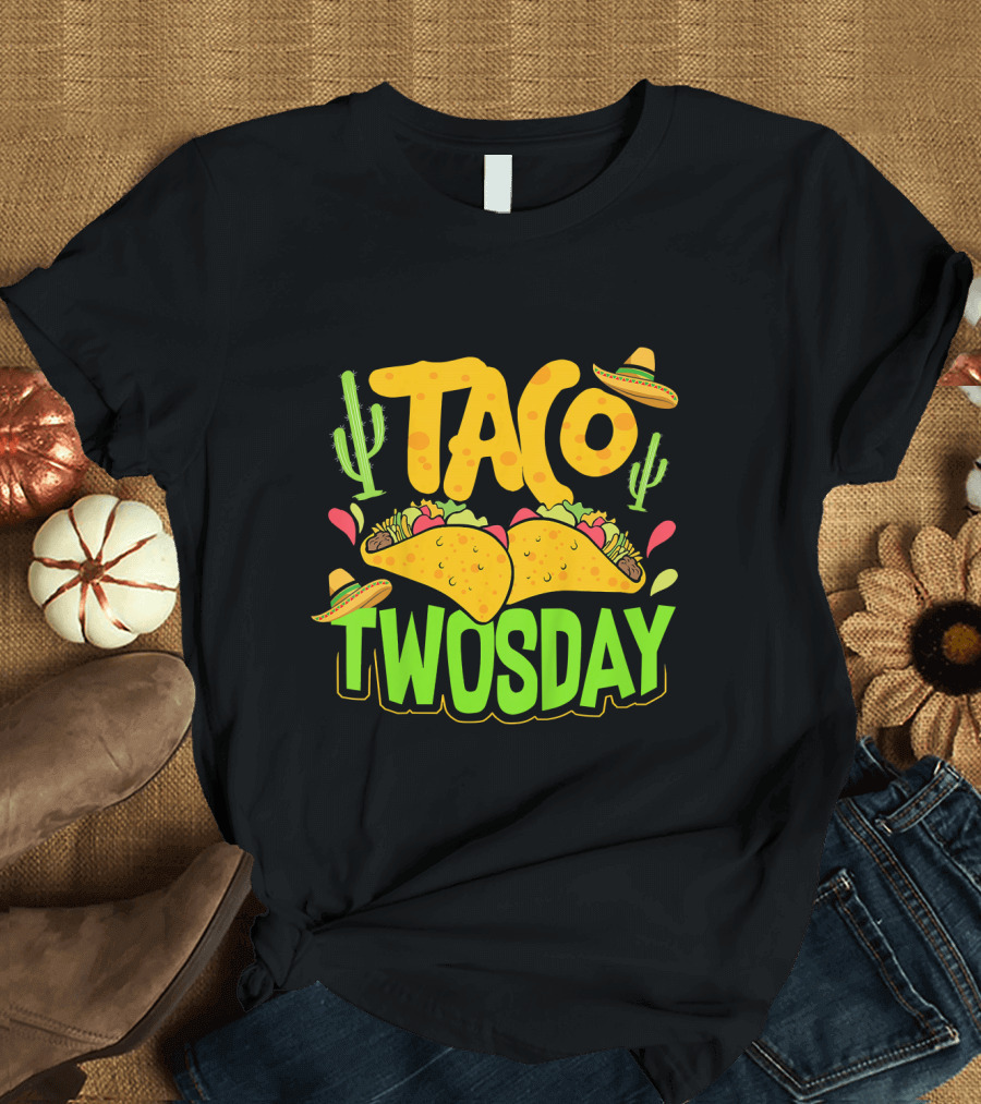 Kids Taco Twosday 2nd Birthday Party Cactus Sombrero T-Shirt