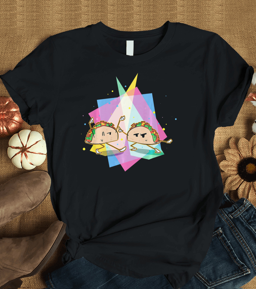 Dancing Disco Tacos Funny Taco 80s Retro T-Shirt