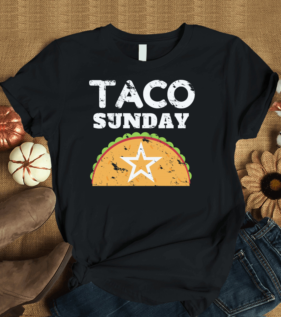 Taco Sunday with Star Inside Crunchy Shell Ribbed Edge T-Shirt