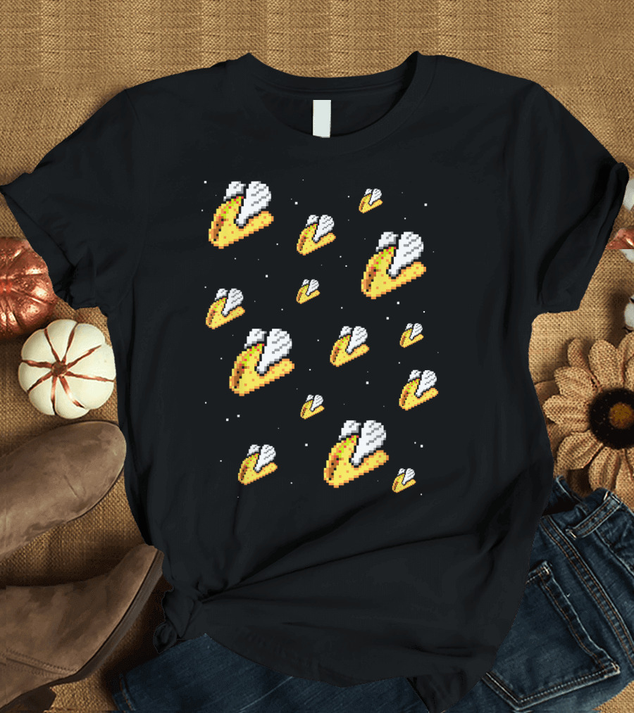 Shirt.Woot Flying Tacos Pixelated Space Adventure T-Shirt