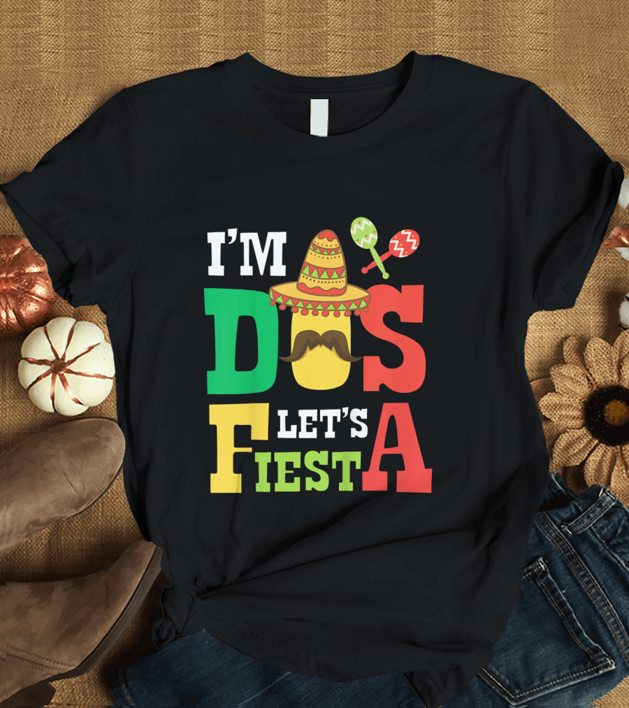 I'm Dos Let's Fiesta 2nd Birthday Taco Hat Maracas T-Shirt