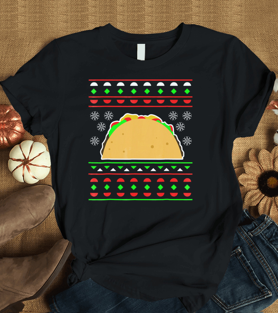 Taco Ugly Christmas Sweater Merry T-Shirt