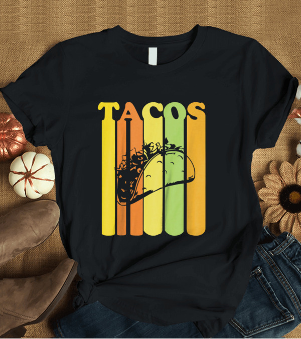 T-Shirt: Tacos Retro Vintage Stripes Kids Novelty T-Shirt Tacos Retro Vintage Stripes Kids Novelty T-Shirt