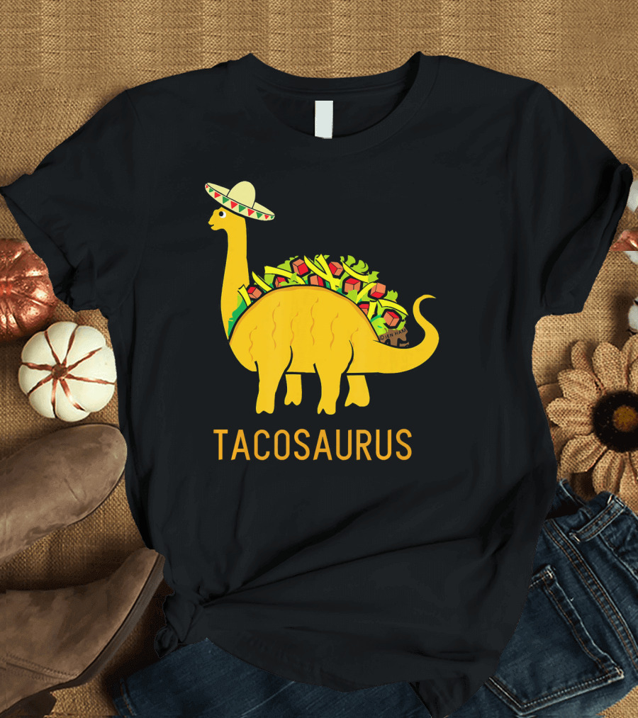 Tacosaurus Funny Taco Dinosaur Wearing Sombrero T-Shirt