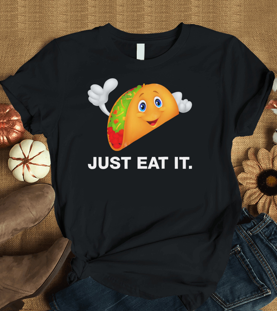 Just Eat It Taco Cartoon Emoji with Hands T-Shirt