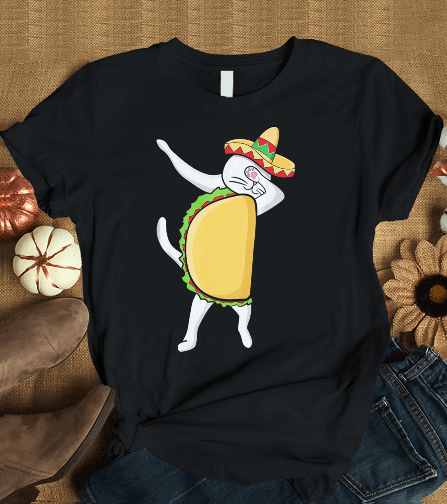 Dabbing Taco Cat Tacocat Cinco De Mayo Sombrero Fiesta T-Shirt