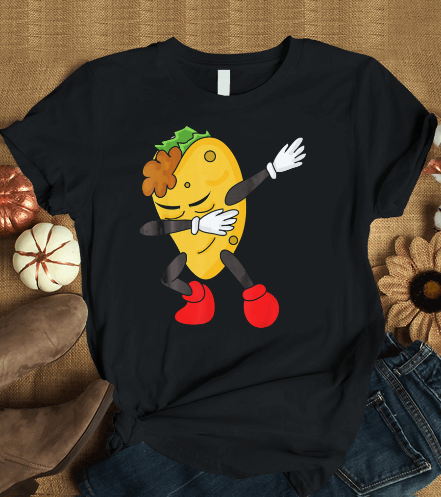 Dabbing Taco Funny Taco Lover Character with Red Shoes T-Shirt