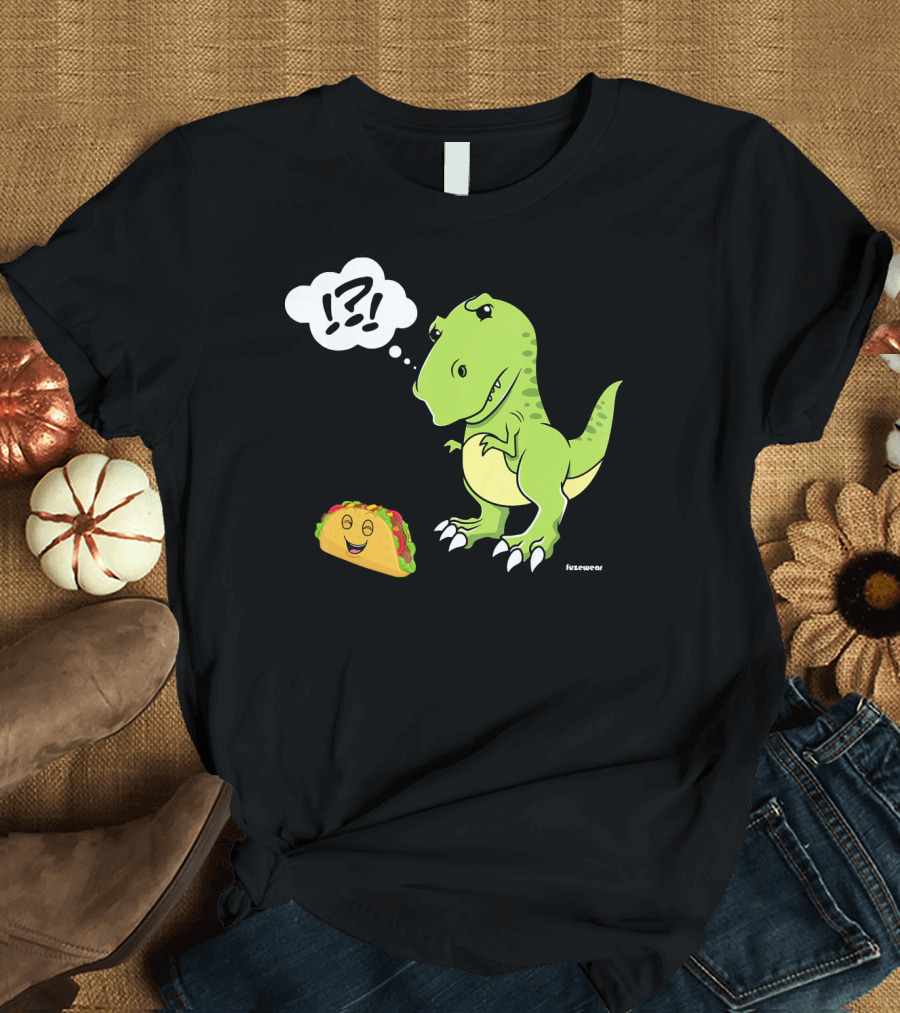 TRex Confused by Happy Taco Funny Sad Dino T-Shirt