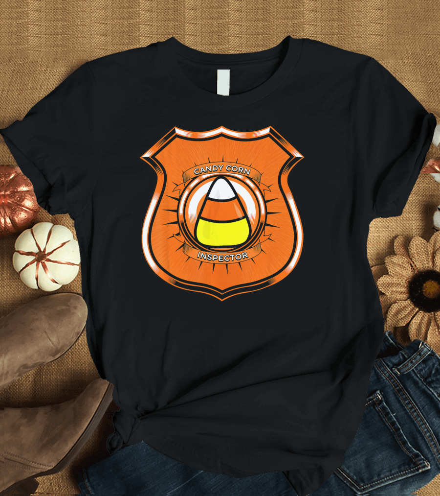 Candy Corn Inspector Police Badge Emblem T-Shirt
