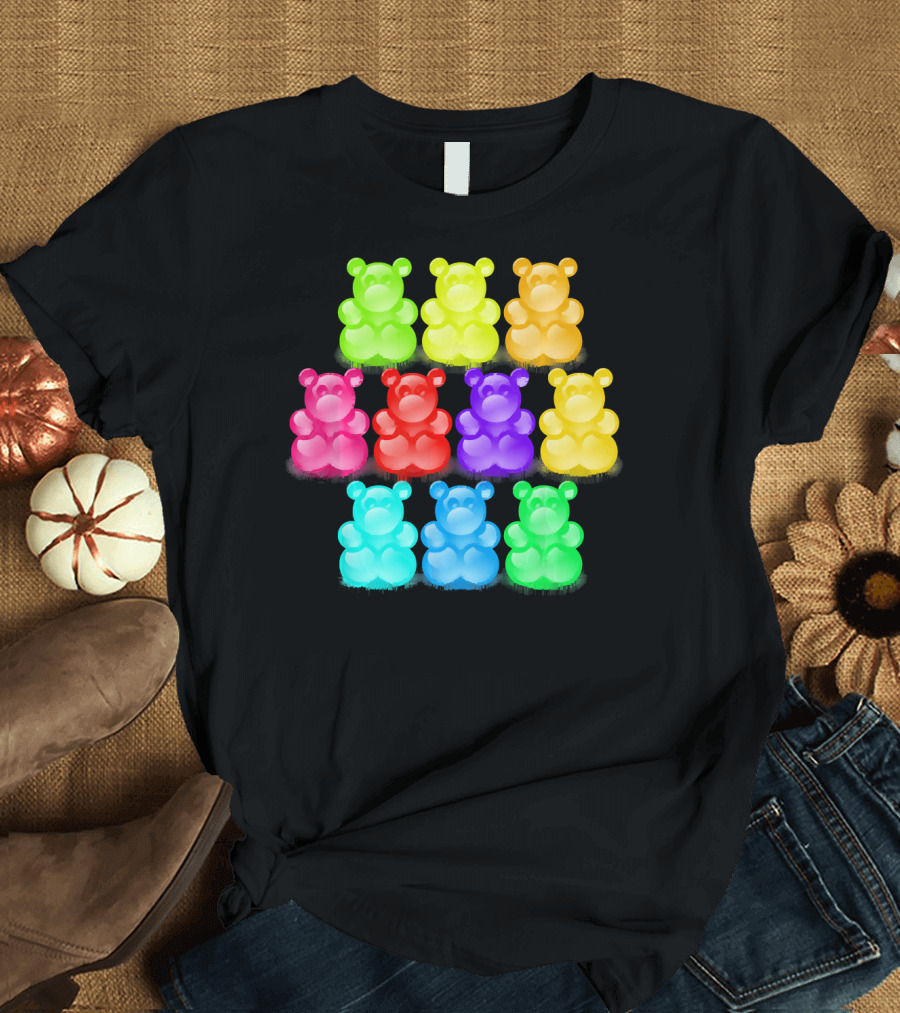 Chewy Bear Shaped Gummy Candy Delight in Vibrant Colors T-Shirt
