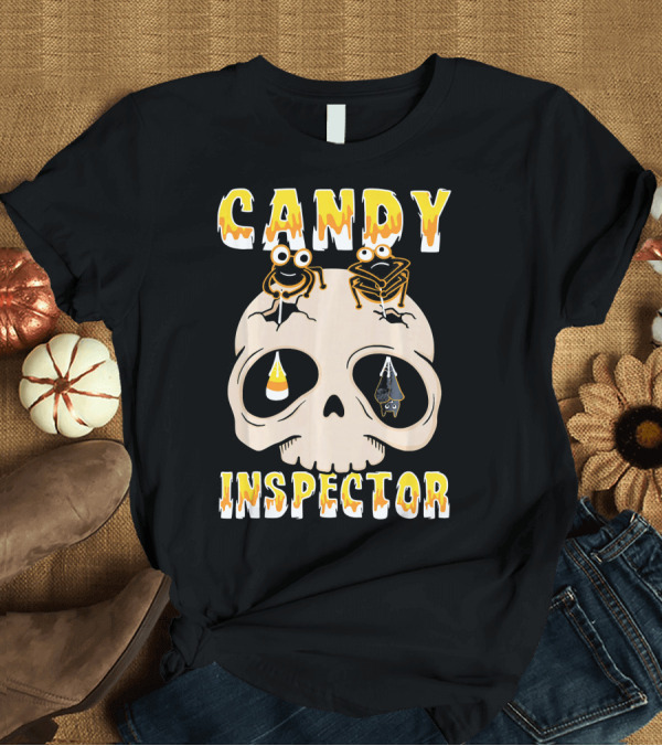 T-Shirt: Candy Inspector Funny Skull Halloween Costume T-Shirt Candy Inspector Funny Skull Halloween Costume T-Shirt