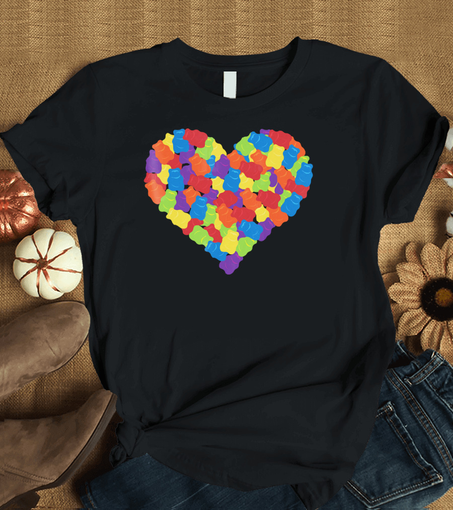 Multicolored Gummy Bears Heart Candy Chewing Bears T-Shirt