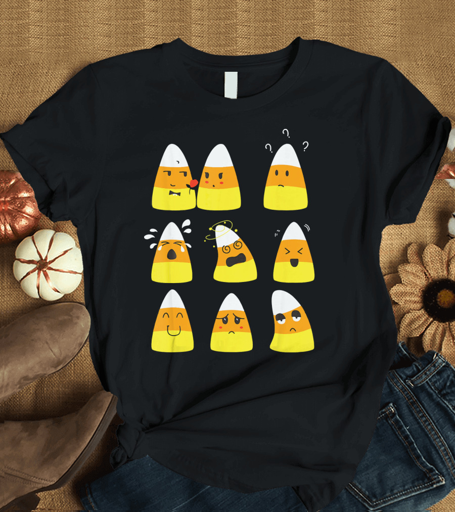 Candy Corn Emoticons Expressive Faces T-Shirt