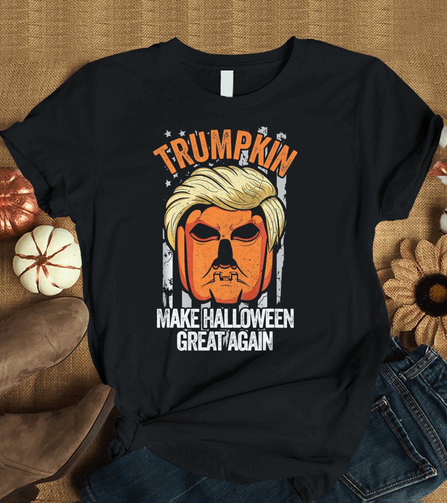 Trumpkin Make Halloween Great Again American Flag Pumpkin T-Shirt