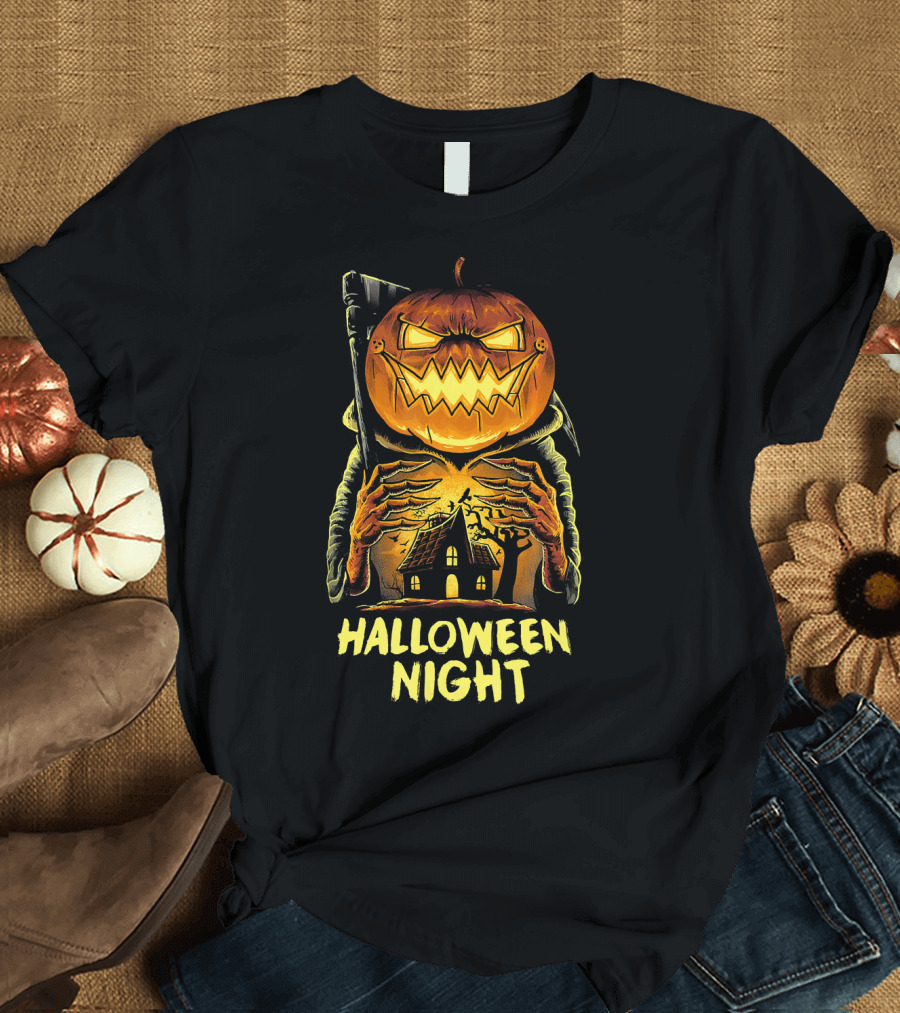 Halloween Night Scary Pumpkin Monster House T-Shirt
