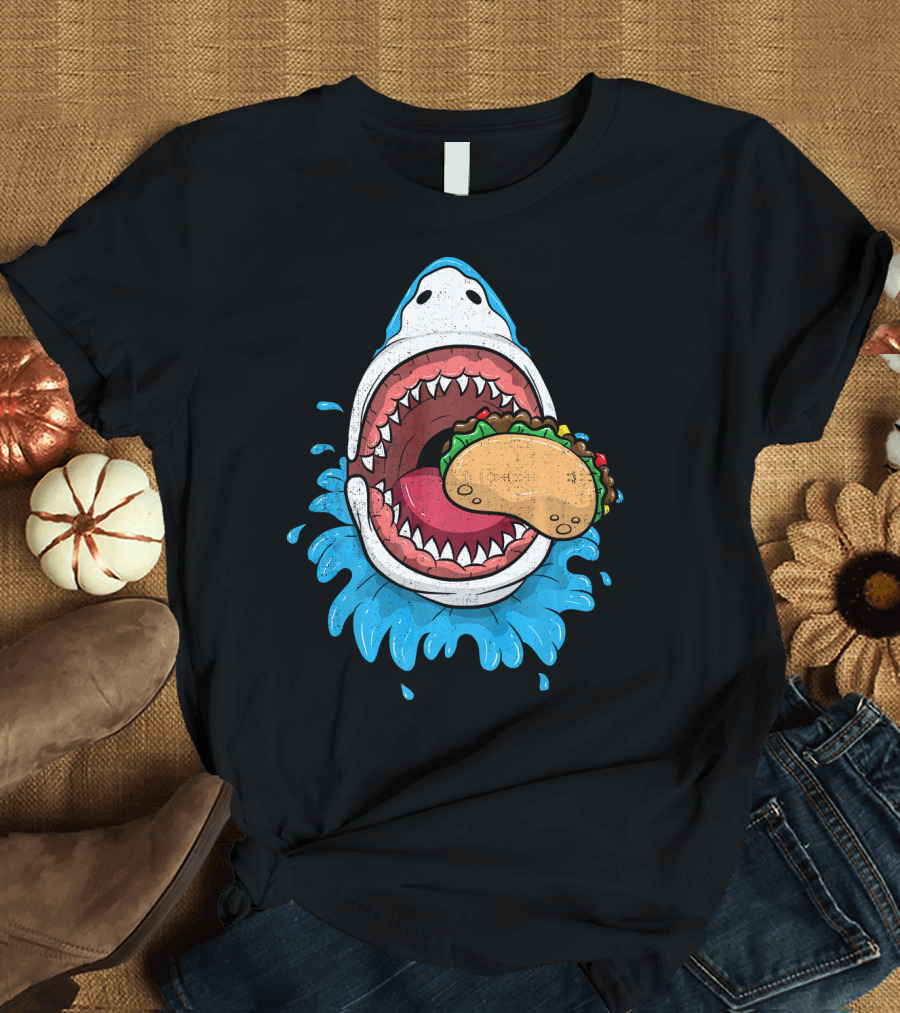 Halloween Shark Eating Taco Mexica Splash T-Shirt