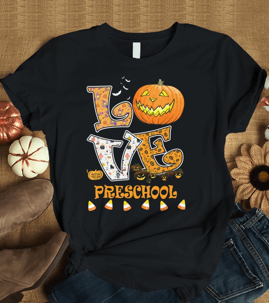 Halloween Pumpkin Love Preschool Candy Corn T-Shirt