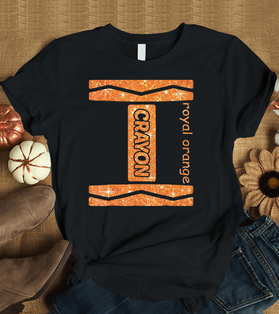 Royal Orange Crayon Halloween Couple Fri Sparkle T-Shirt