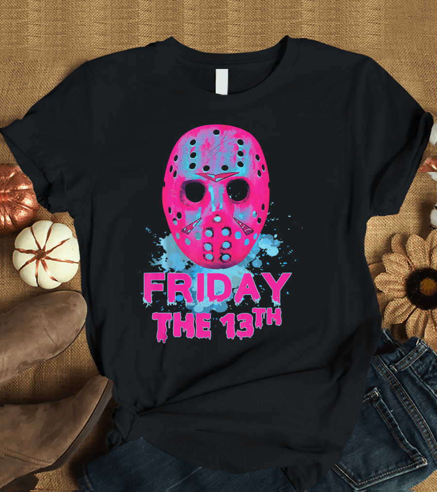 Friday the 13th Pink Neon Hockey Mask Horror T-Shirt