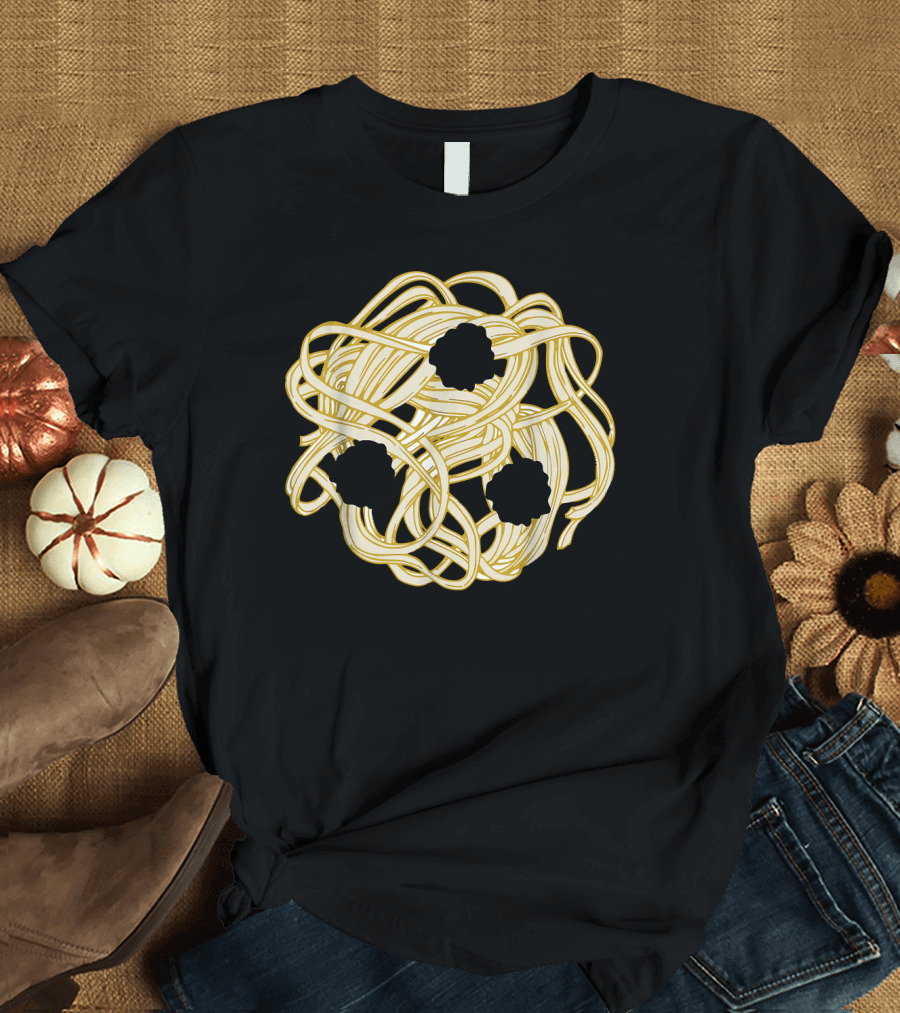 Funny Halloween Costume Spaghetti Meatball Face Plate T-Shirt