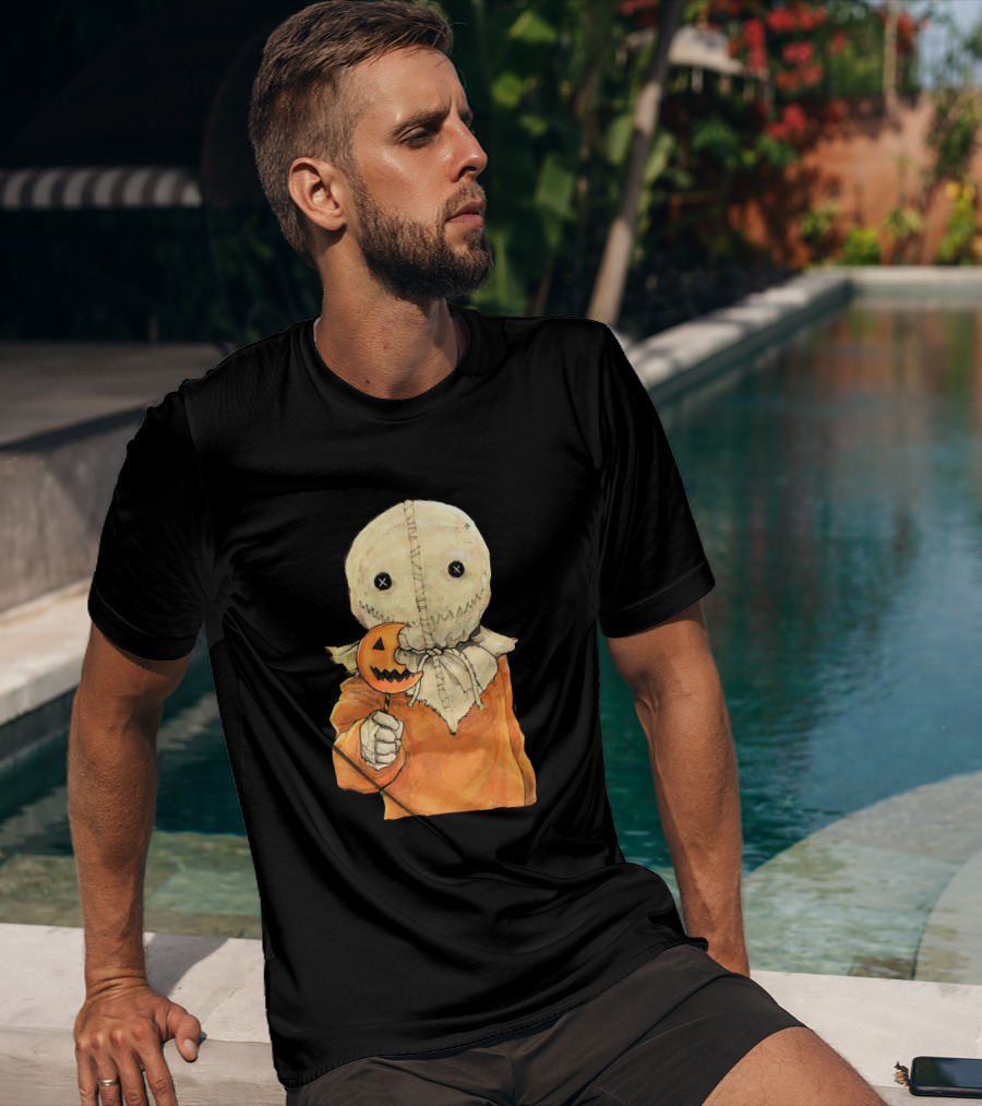 Trick R Treat Sam With Pumpkin Lollipop Cute Funny Halloween T-Shirt