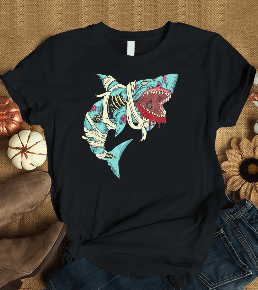 Shark Zombie Halloween Jawsome Zom Mummy Jaws T-Shirt