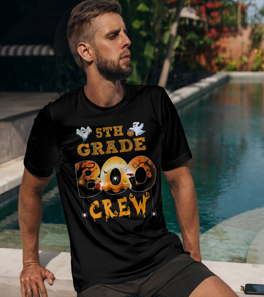 5th Grade Boo Crew Halloween Teacher Ghosts Pumpkins T-Shirt