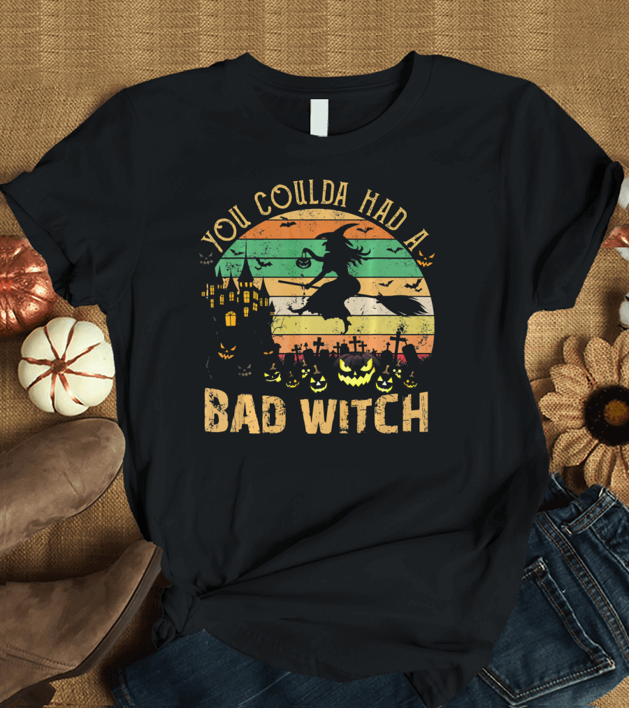 You Coulda Had A Bad Witch Halloween Moon Pumpkin Scene T-Shirt