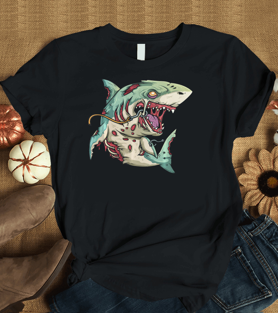 Zombie Shark Halloween Party Monster T-Shirt