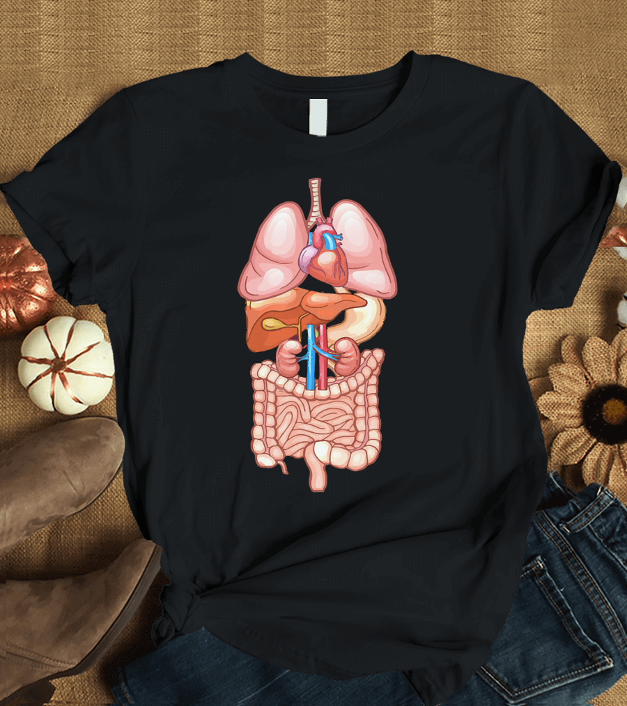 Halloween Anatomy Internal Organ Diagram T-Shirt