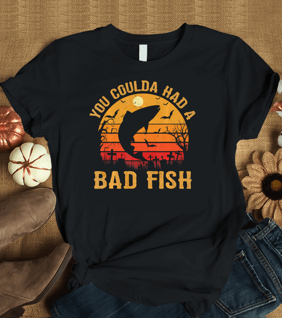 You Coulda Had A Bad Fish Halloween Shark Graveyard Scene T-Shirt