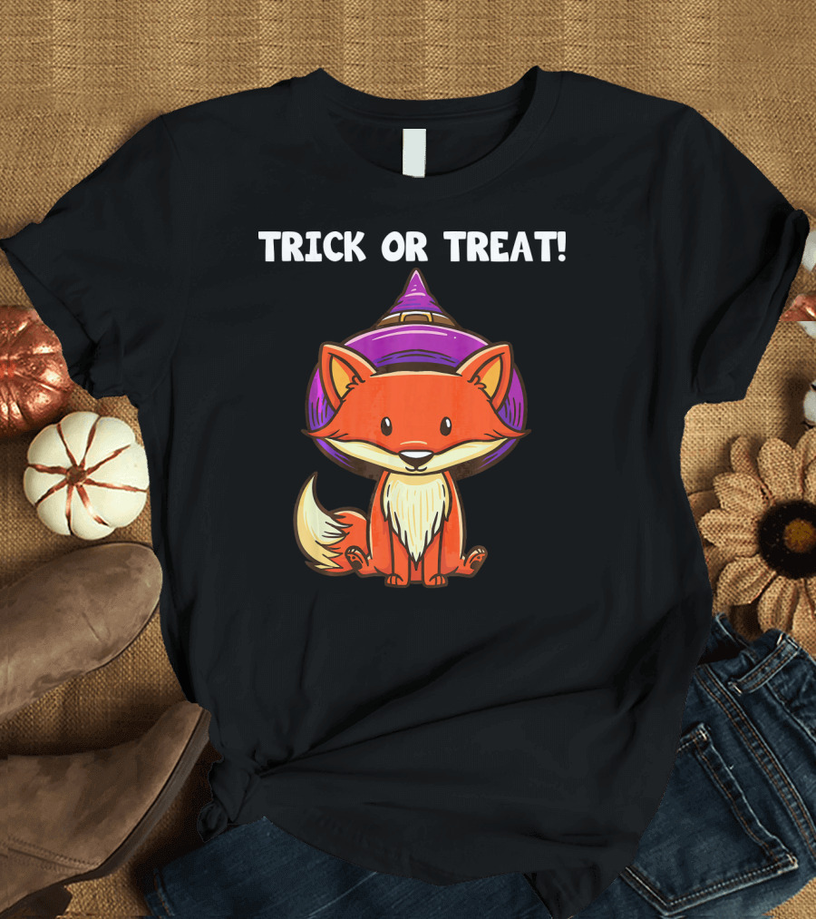 Trick Or Treat Witch Fox Halloween T-Shirt