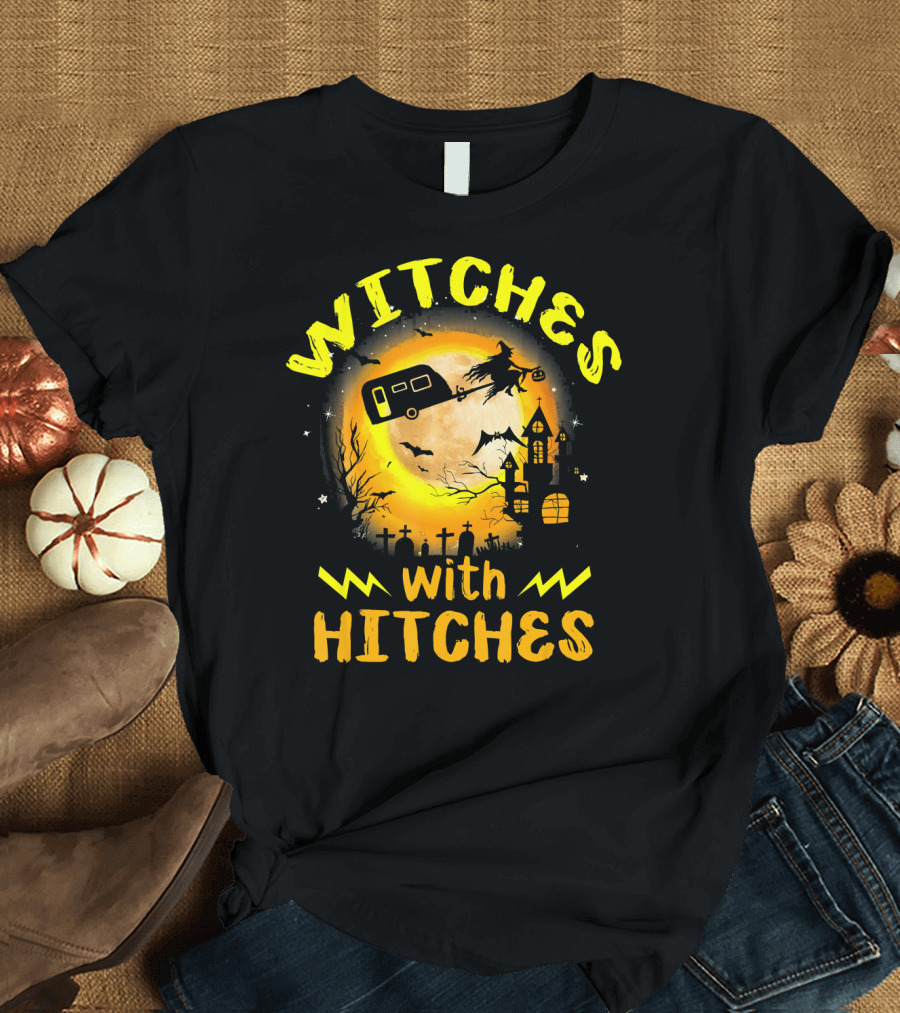 Witches with Hitches Halloween Camping Scene T-Shirt