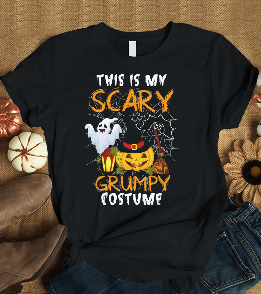 This Is My Scary Grumpy Costume Ghost Pumpkin Broom Lantern Halloween T-Shirt