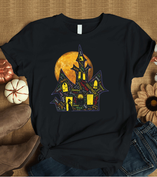 T-Shirt: Creepy Ghosts Witch Haunted Spirit Halloween Haunted Mansion Full Moon T-Shirt Creepy Ghosts Witch Haunted Spirit Halloween Haunted Mansion Full Moon T-Shirt