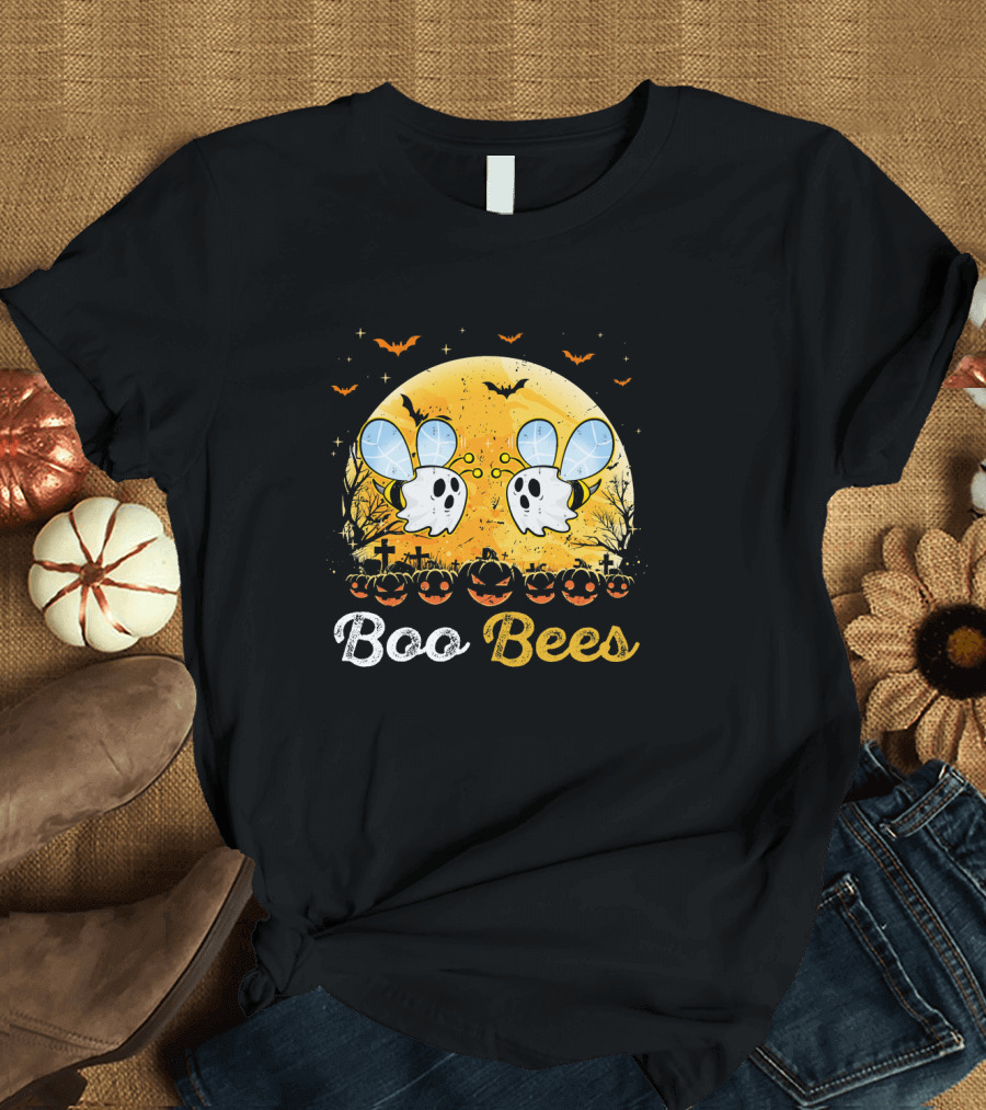 Boo Bees Halloween Moon Pumpkins Bats Crosses T-Shirt