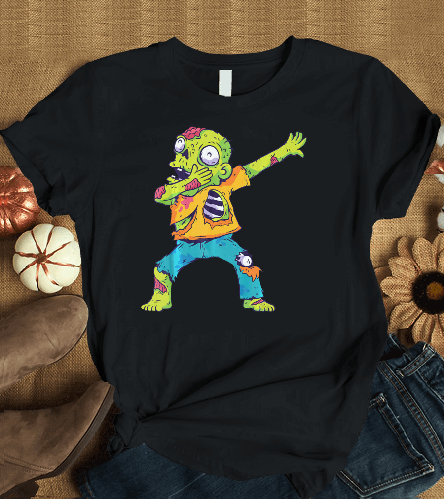 Dabbing Zombie Funny Halloween Zombi Cute Cartoon T-Shirt