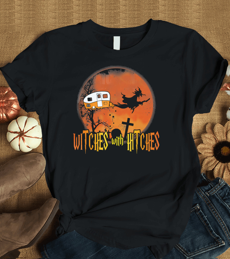 Witches With Hitches Halloween Camper Scene T-Shirt