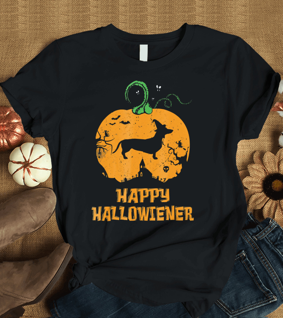 Happy Halloweiner Halloween Dachshund Pumpkin T-Shirt
