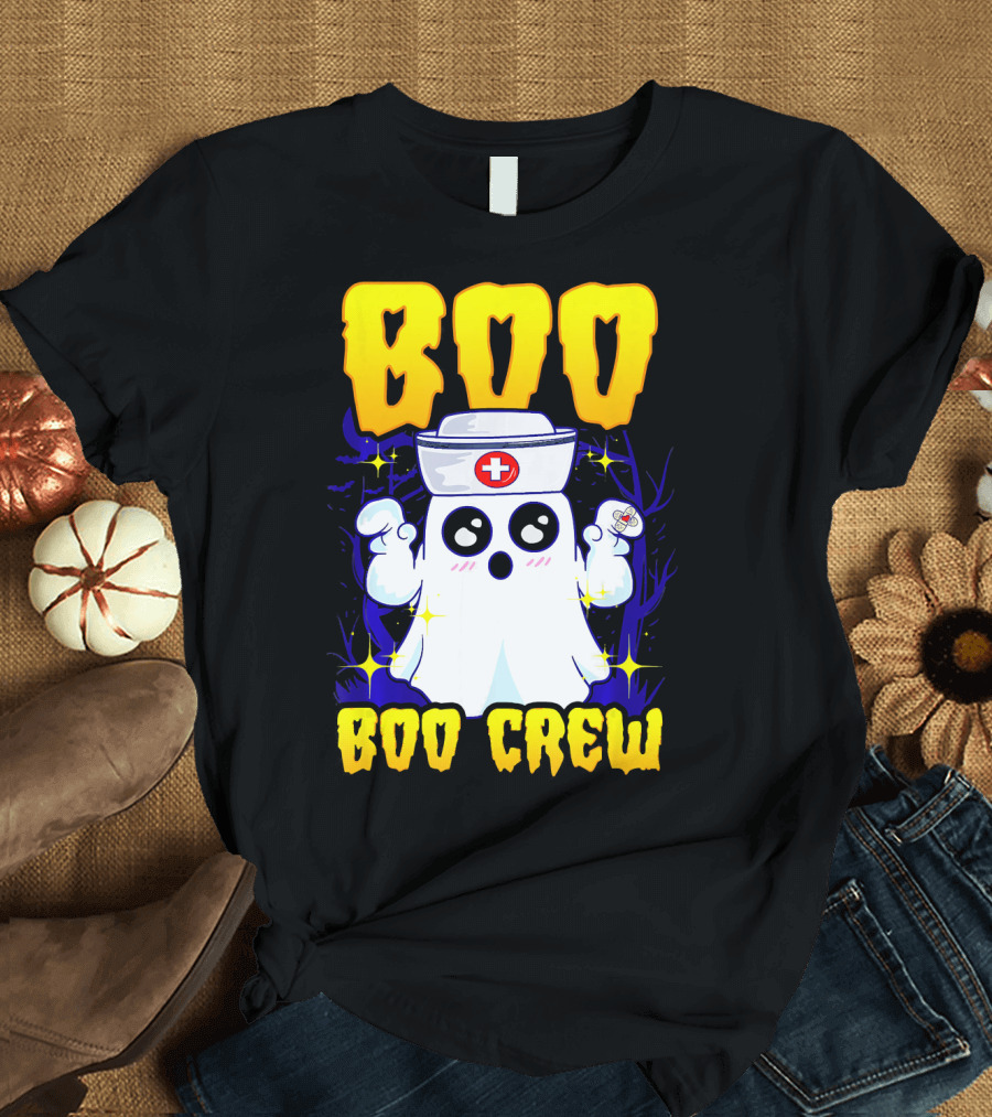 BOO Nurse Ghost Boo Crew Halloween T-Shirt