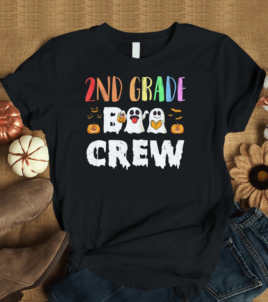 2nd Grade Boo Crew Halloween Ghosts Pumpkins T-Shirt