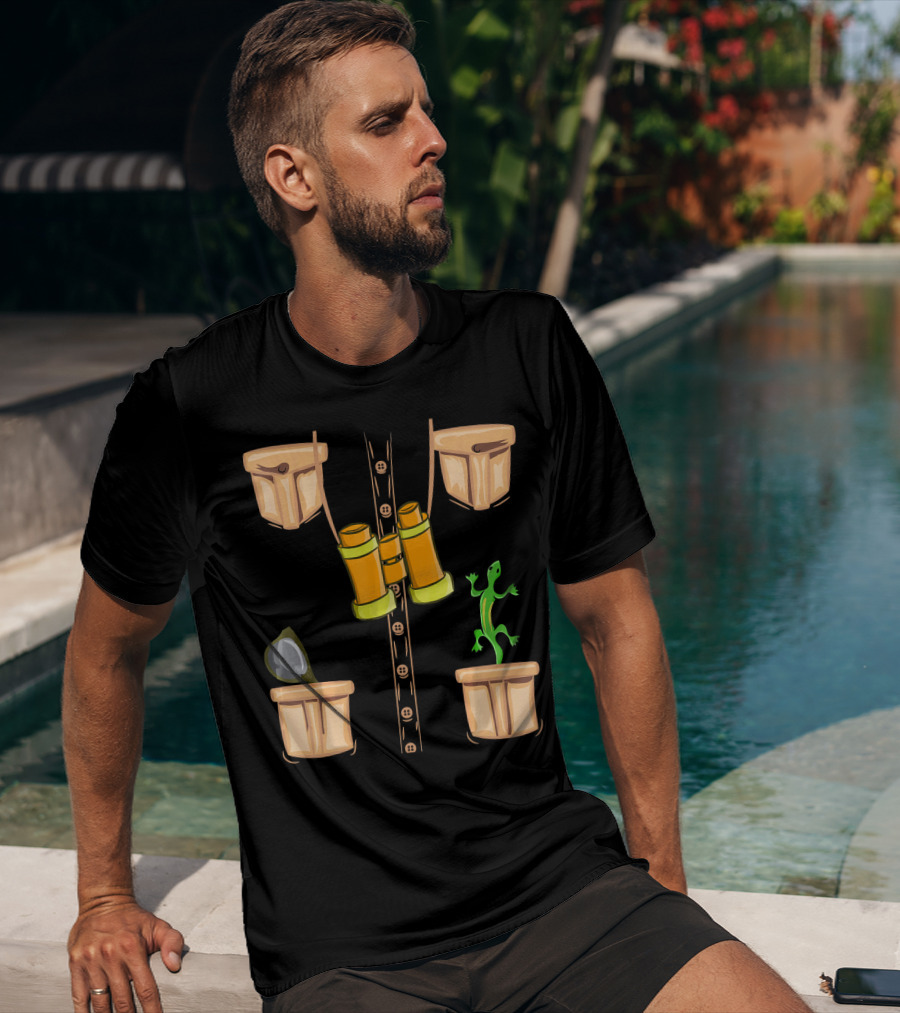 Halloween Animal Zookeeper Jungle Safari Binoculars Lizard Costume T-Shirt