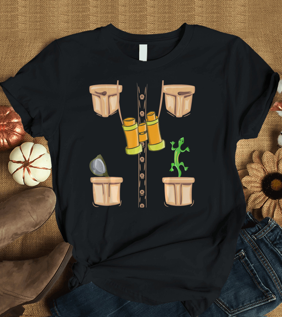 Halloween Animal Zookeeper Jungle Safari Binoculars Lizard Costume T-Shirt