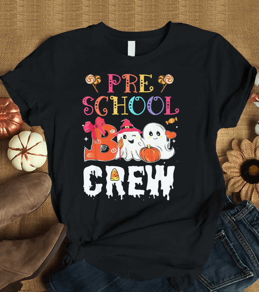 Preschool Boo Crew Halloween Ghosts with Candy Pumpkins T-Shirt