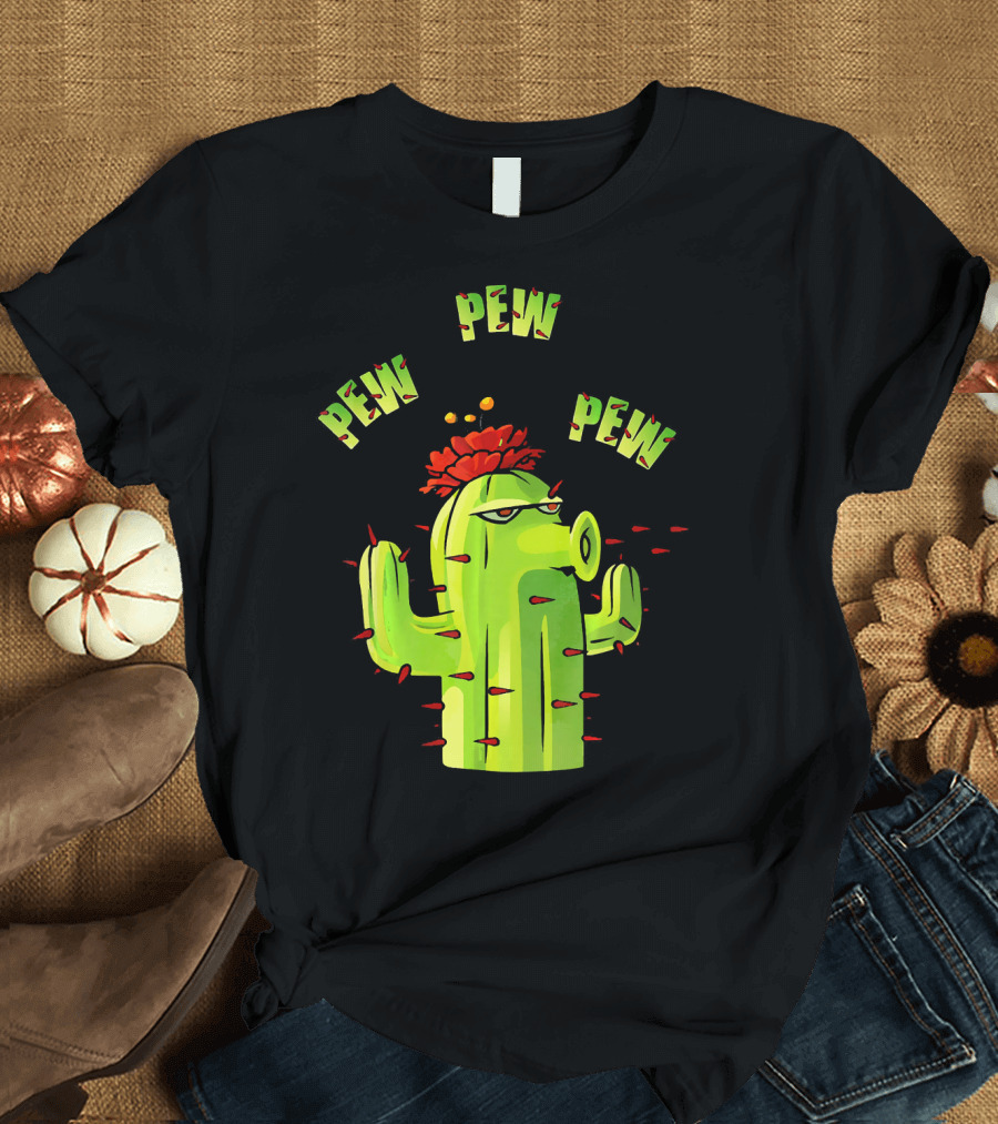 Plants Garden Warfare Vs Zombi Pew Pew Cactus T-Shirt