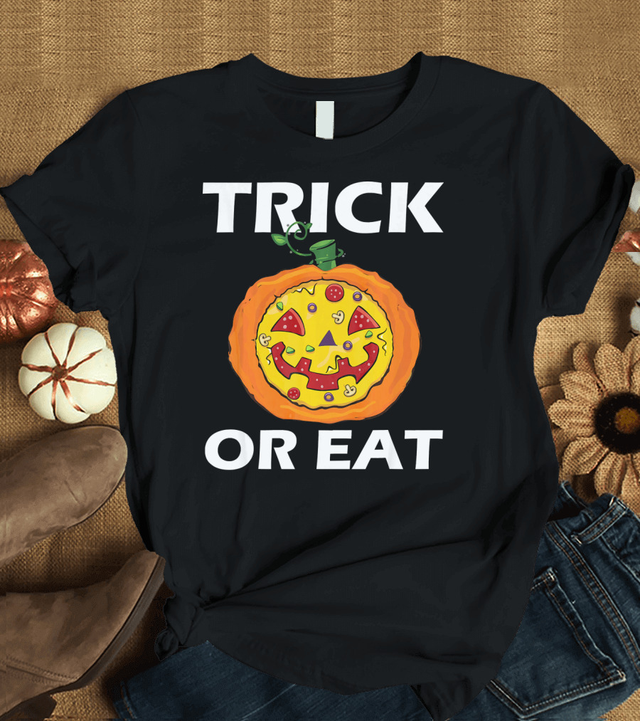 Trick Or Eat Pizza Face Pumpkin Costume T-Shirt