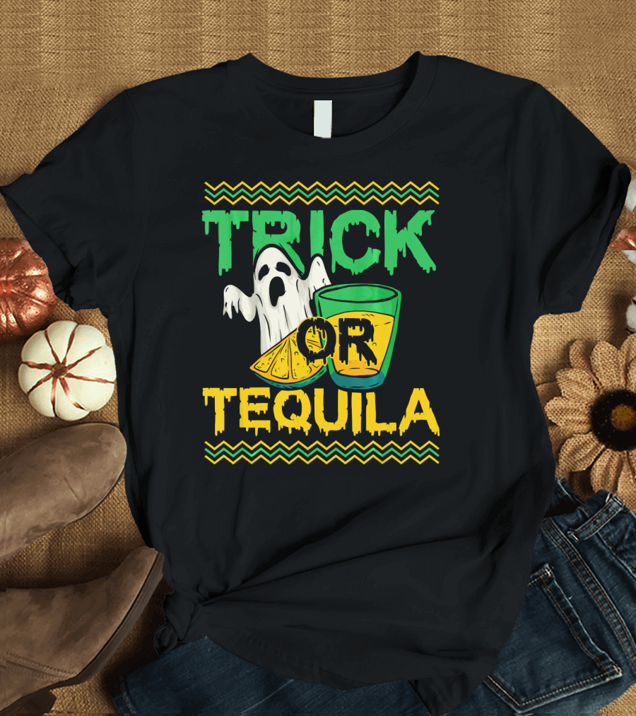Trick Or Tequila Ghost Lemon Shot Halloween T-Shirt